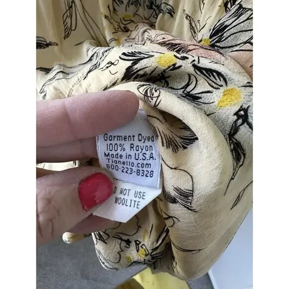 Tianello vintage Shelby boho Floral Babydoll Blouse XL Rayon $128 - Picture 4 of 11